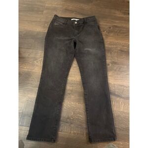 Chicos Platinum Denim Black Embellished Pocket Jeans Women Size 1.5 Regular